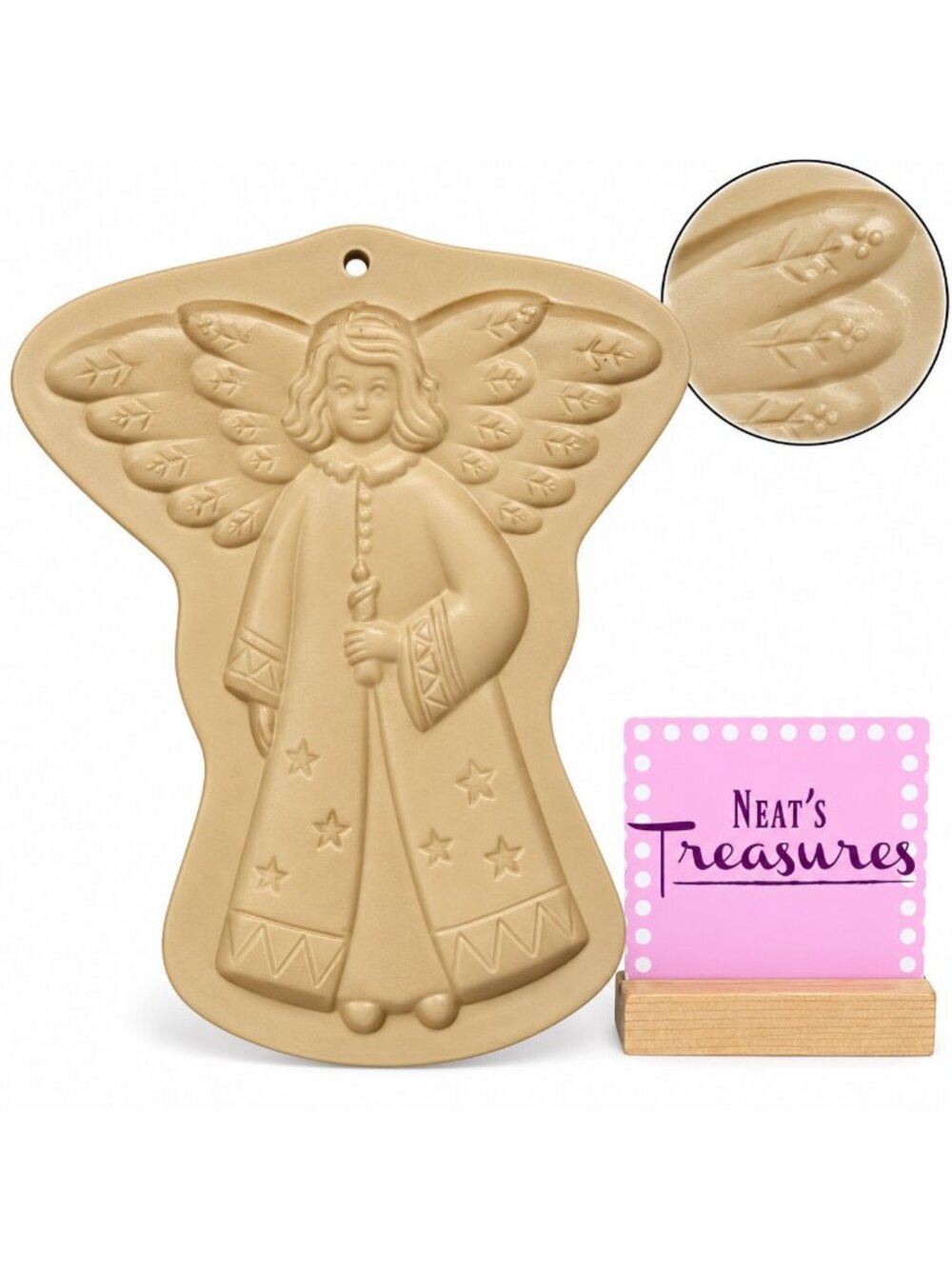 Brown Bag Cookie Art 1994 Hill Design ANGLE Girl Wings Stars Dough Stone Mold